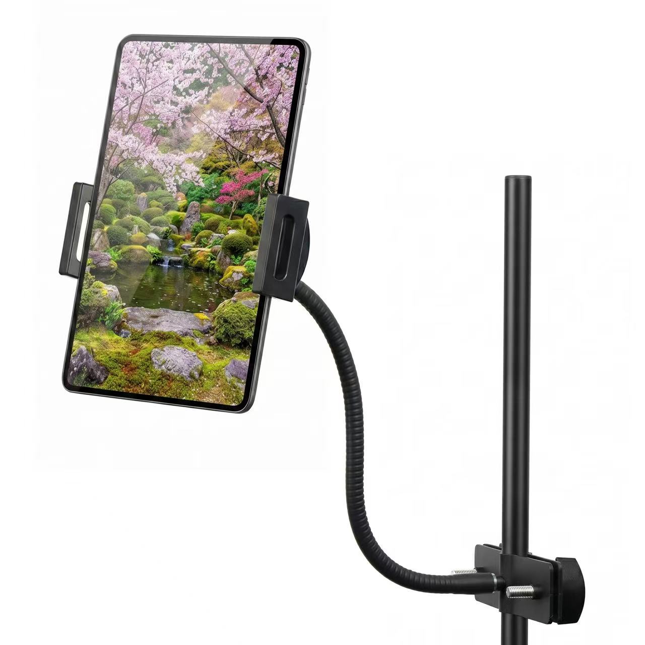 Rannsgeer Flexible Gooseneck Tablet & Phone Mount | Heavy-Duty 3" Pole Clamp