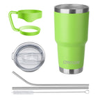 Ezprogear 30 oz Lime Green Tumbler with Handle & Straws | Stainless Steel