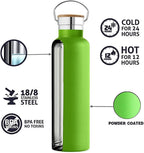 Ezprogear Sports Water Bottle 3 Lids 25 oz Stainless Steel Travel Portable Double Wall Vacuum Insulated Thermos Standard Mouth for hot and cold beverages (Black) EZ25WB-MBK