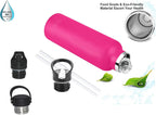 Ezprogear Sports Water Bottle 3 Lids 25 oz Stainless Steel Travel Portable Double Wall Vacuum Insulated Thermos Standard Mouth for hot and cold beverages (Black) EZ25WB-MBK