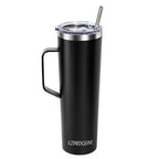 Ezprogear 34 oz Stainless Steel Slim Tumbler with Handle – Vacuum Insulated Travel Mug with Straws & Canvas Bag