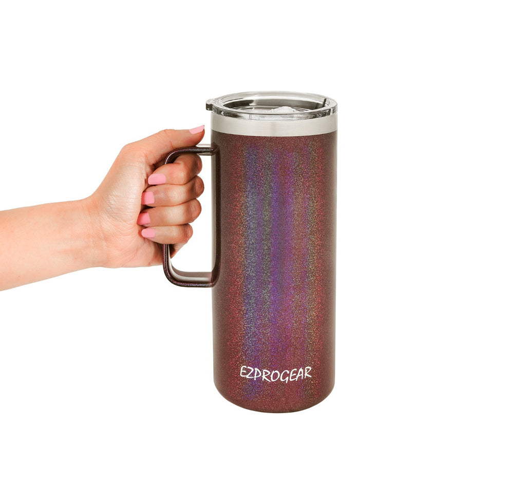 Ezprogear 32 oz Mango Stainless Steel Beer Tumbler Double Wall Coffee Mug with Handle and Lid