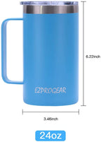 Ezprogear 24oz Insulated Stainless Steel Coffee Mug with Handle - Carnation Pink
