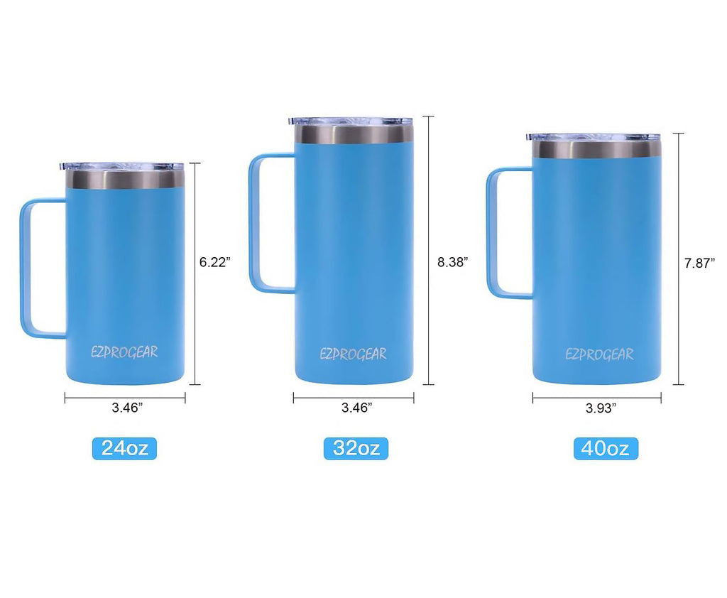 Best Mom Gift - Ezprogear 24 oz Stainless Steel Tumbler Insulated Coffee Mug with Slide Lid (24 oz, Best Mom Sky Blue)