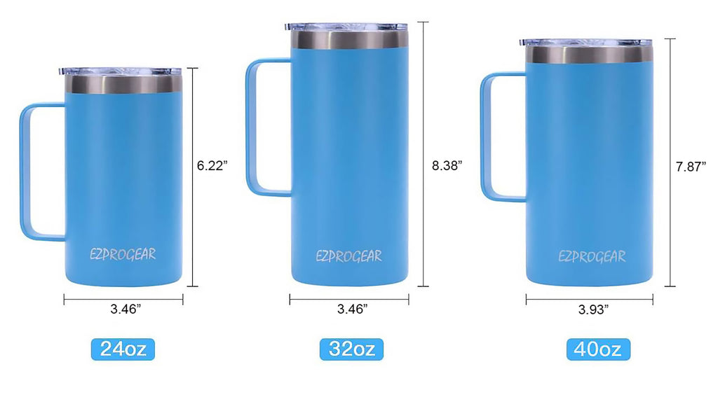 Ezprogear 40 oz Rose Gold Stainless Steel Mug Beer Tumbler Double Wall Coffee Cup with Handle and Lid