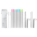 Ezprogear Reusable Stainless Steel Straws with Silicone Tips – 10 Pack (2 Collapsible + 8 Long)