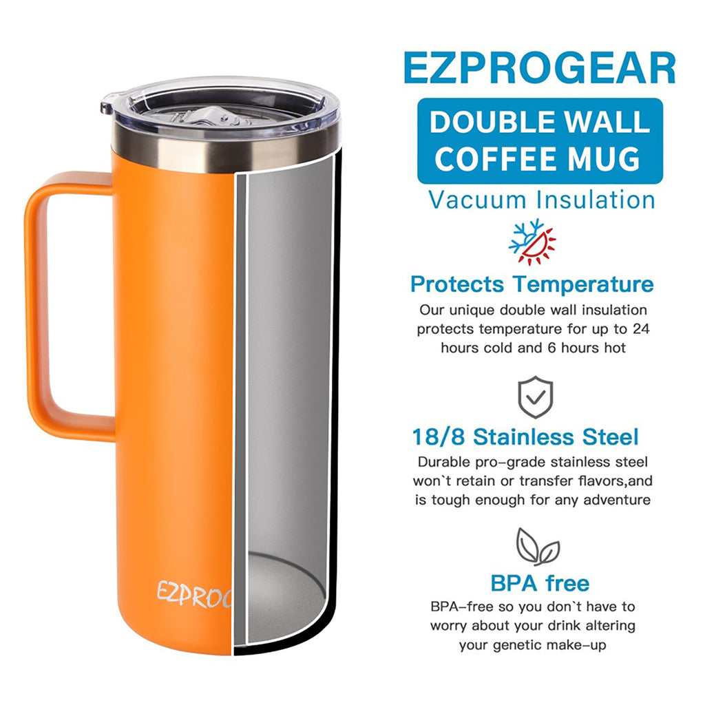 Ezprogear 32oz Insulated Stainless Steel Coffee Mug with Handle - White