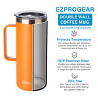 Ezprogear 32oz Insulated Stainless Steel Coffee Mug with Handle - White