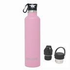 Ezprogear Sport Water Bottle 3 Lids 34 oz Stainless Steel Travel Portable Double Wall Vacuum Insulated Thermo Standard Mouth (Pink) EZ34WB-LPK