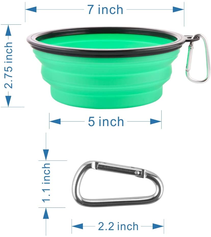 Ezprogear 64 oz Stainless Steel Dog Bowl - Double Wall Insulated Pet Bowl with Non-Slip Bottom & Collapsible Travel Bowl