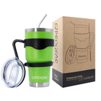 Ezprogear 30 oz Lime Green Stainless Steel Tumbler Double Wall Vacuum Insulated with Straws and Handle