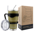 Ezprogear 30 oz Olive Green Stainless Steel Tumbler Double Wall Vacuum Insulated with Straws and Handle