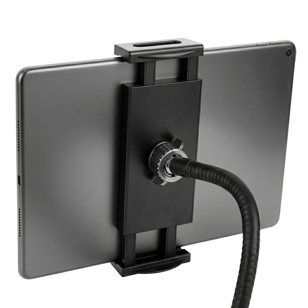 Rannsgeer Flexible Gooseneck Tablet & Phone Mount | Heavy-Duty 3" Pole Clamp