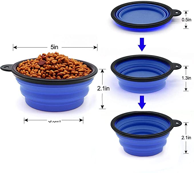 Ezprogear 64 oz Stainless Steel Dog Bowl - Double Wall Insulated Pet Bowl with Non-Slip Bottom & Collapsible Travel Bowl