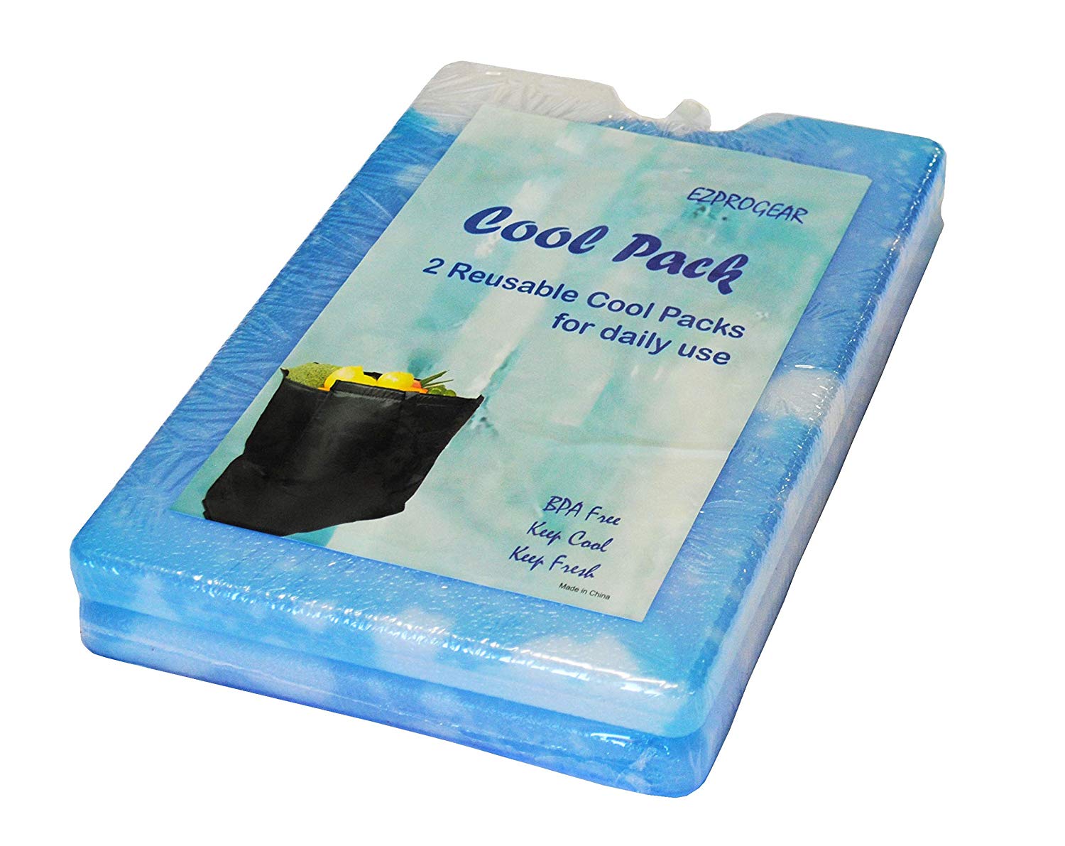 Ezprogear X-Large Cool 2 Packs Reusable & Freezable Ice Packs for Grocery Insulated Bag, Lunch Bag or Cooler Box (X-Large) EZ-ICE-PACK-XL