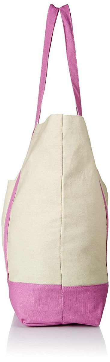Ezprogear Large Heavy Duty Canvas Tote Bag Pink/Purple 20" W x 17" H x 6" D