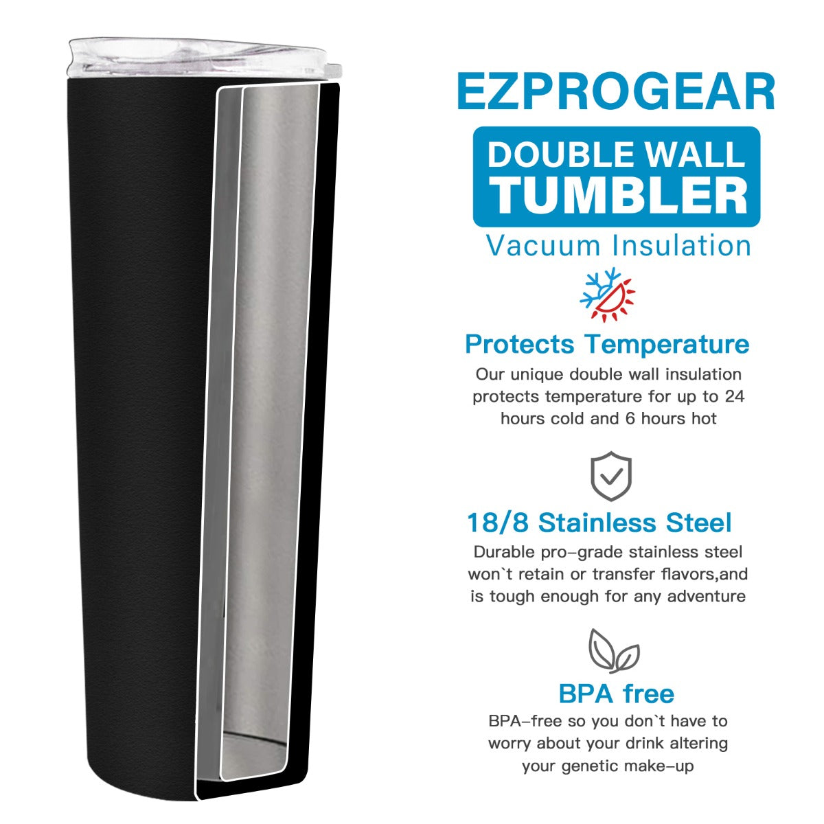 Best Mom Gift - Ezprogear 34 oz Stainless Steel Insulated Coffee Mug Tumbler with Lid (34 oz, Best Mom Sky Blue)