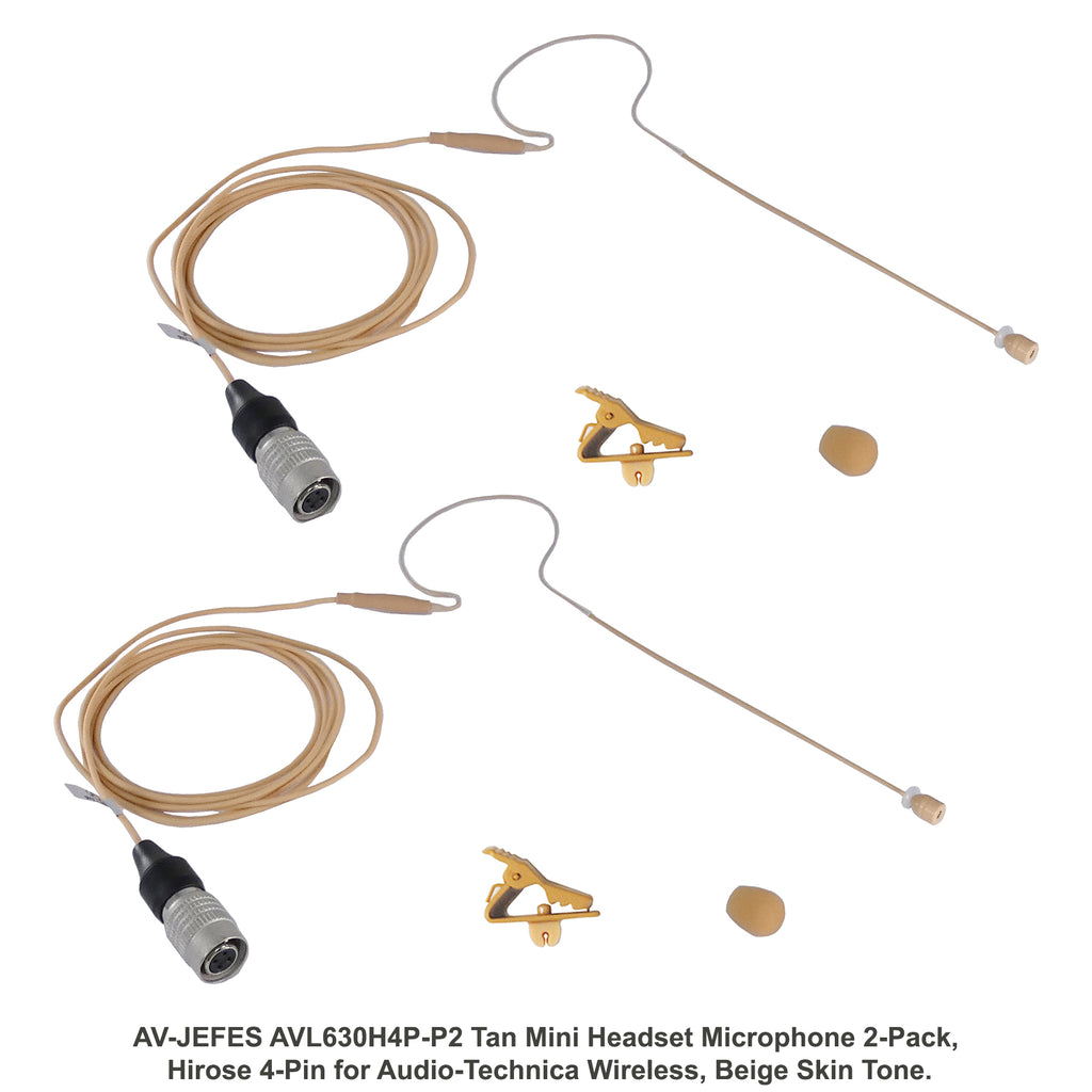 AV-Jefes AVL630H4P-P2 Tan Mini Headset Microphone for Audio Technica (2 Pack)