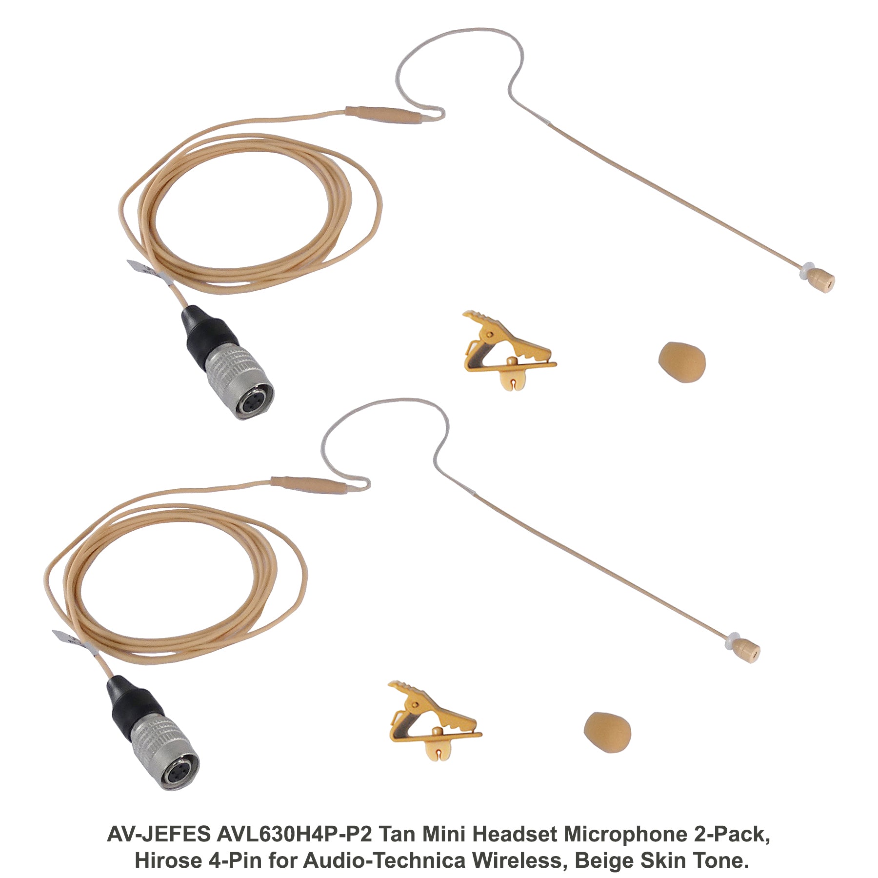AV-Jefes AVL630H4P-P2 Tan Mini Headset Microphone for Audio Technica (2 Pack)