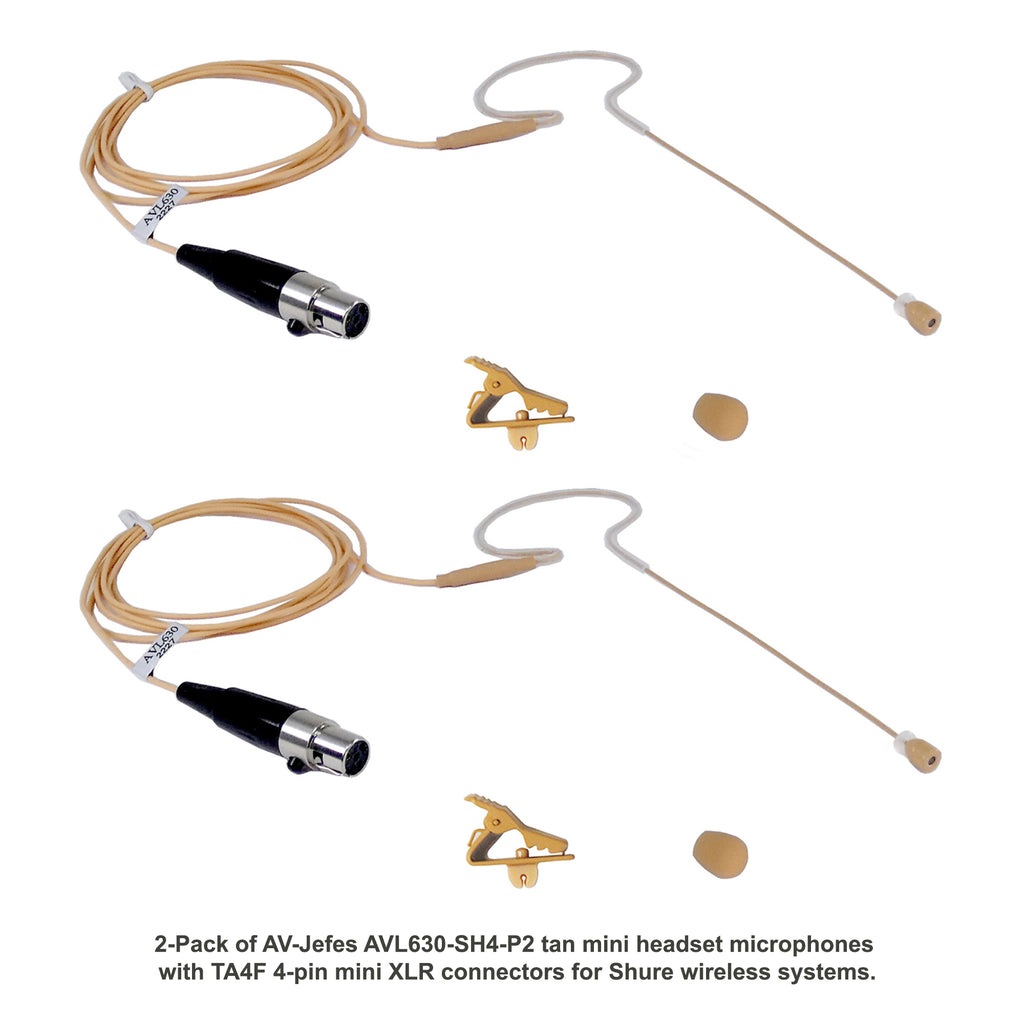 AV-JEFES Avl-630-sh4-P2 Earhook Headset Mic for Shure Wireless Microphone System (2 Pack)