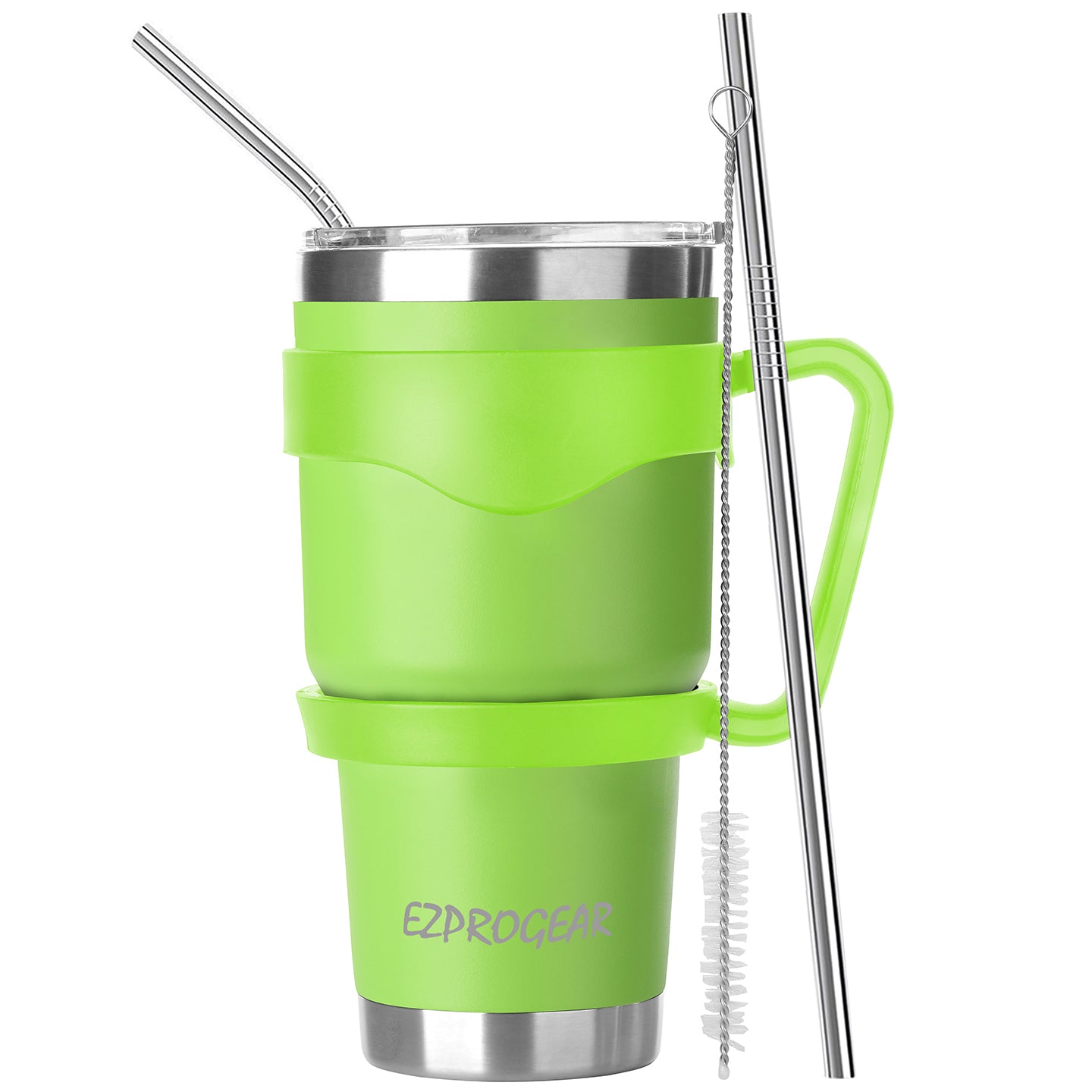 Ezprogear 30 oz Lime Green Tumbler with Handle & Straws | Stainless Steel