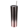 Ezprogear 34oz Slim Skinny Tumbler - Vacuum Insulated Stainless Steel with Straws (Black/RoseGold)