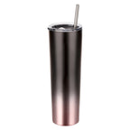 Ezprogear 34oz Slim Skinny Tumbler - Vacuum Insulated Stainless Steel with Straws (Black/RoseGold)