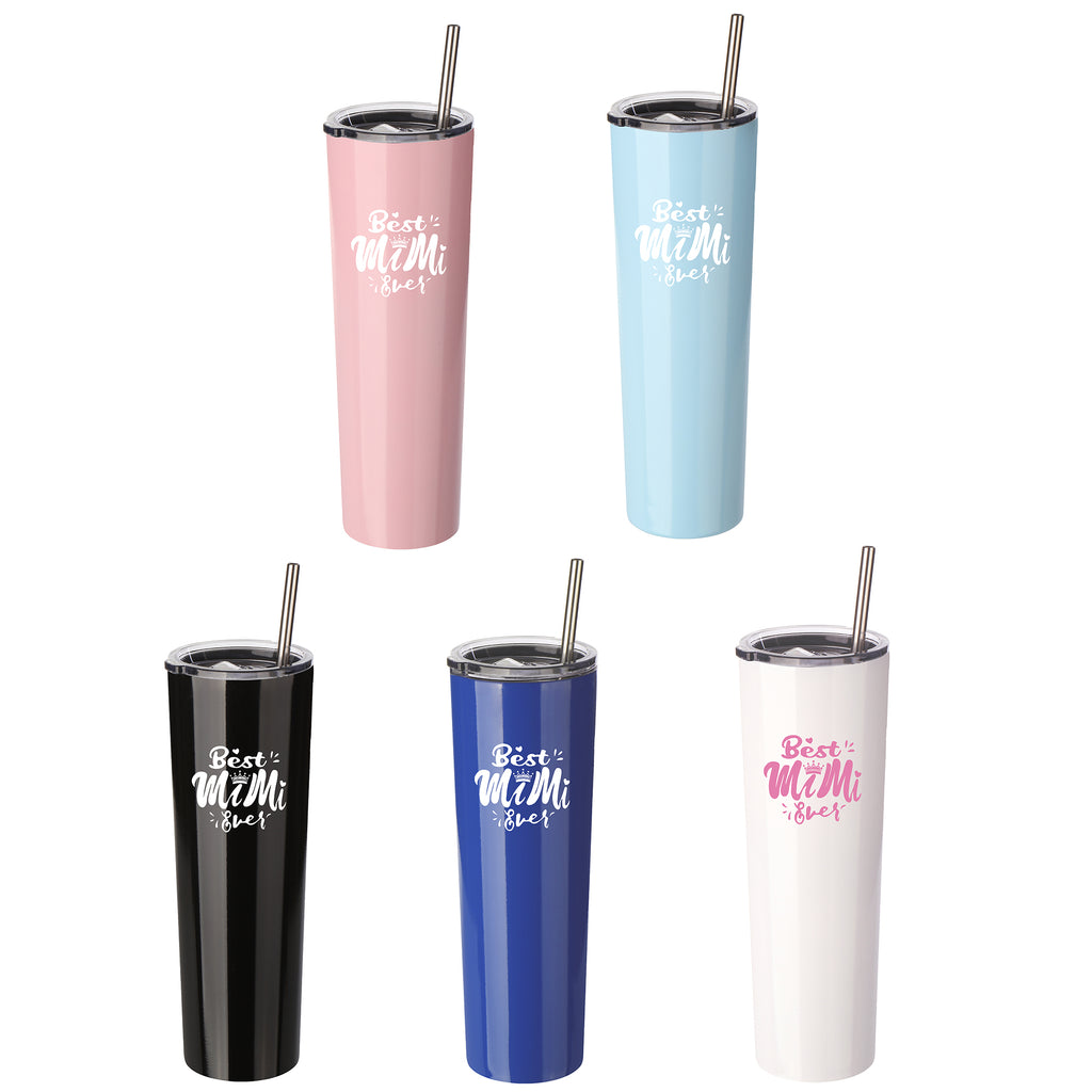 Best Mimi Ever Gift - Ezprogear 34 oz Stainless Steel Skinny Tumbler Double Wall Insulated Travel Coffee Mug for Grandma Gift with Lid (Mimi Blue)