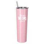Best Mimi Ever Gift - Ezprogear 34 oz Stainless Steel Insulated Ice Coffee Skinny Tumbler for Grandma Gift with Lid & Straw (Pink)