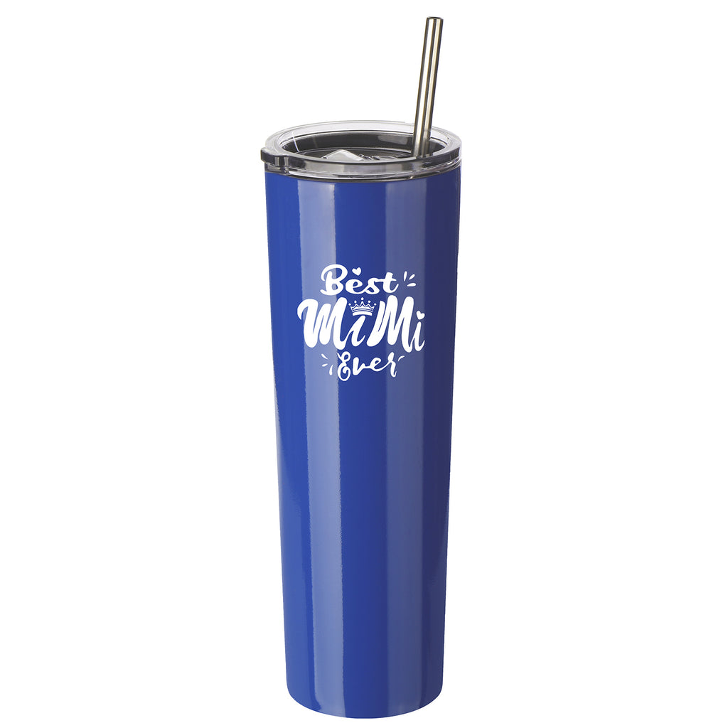 Best Mimi Ever Gift - Ezprogear 34 oz Stainless Steel Skinny Tumbler Double Wall Insulated Travel Coffee Mug for Grandma Gift with Lid (Mimi Blue)