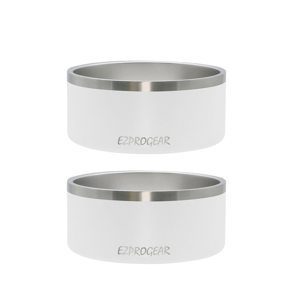 Ezprogear 64 oz Stainless Steel Dog Bowls (2 Pack) - Double Wall Insulated & Non-Slip