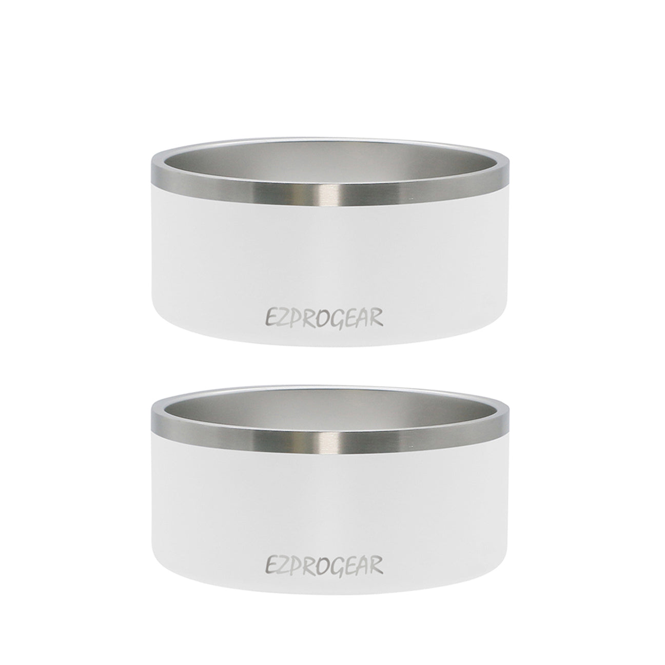 Ezprogear 64 oz Stainless Steel Dog Bowls (2 Pack) - Double Wall Insulated & Non-Slip