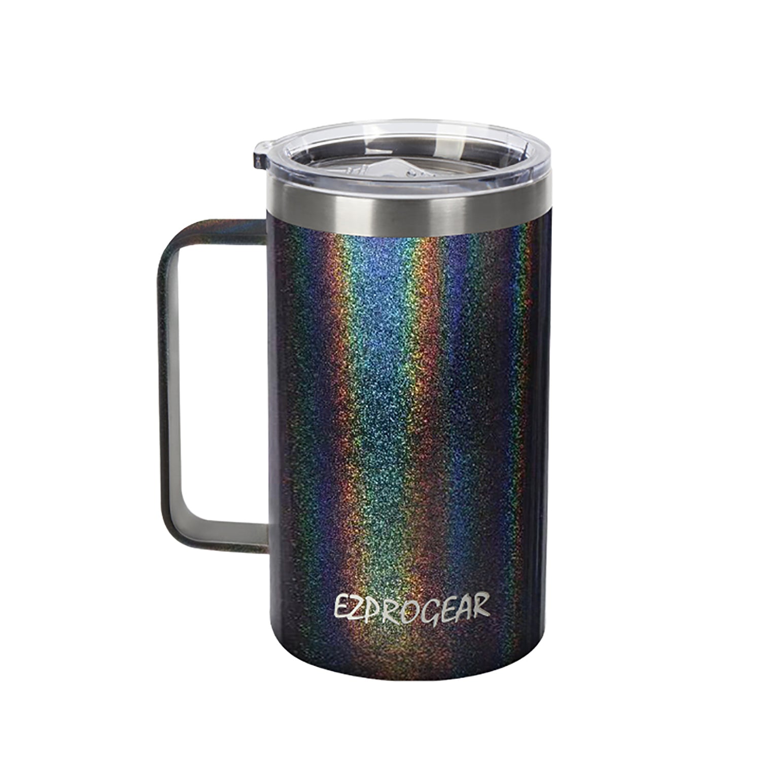 Ezprogear 24 oz Glitter Coffee Mug - Vacuum Insulated Stainless Steel Tumbler with Handle & Lid
