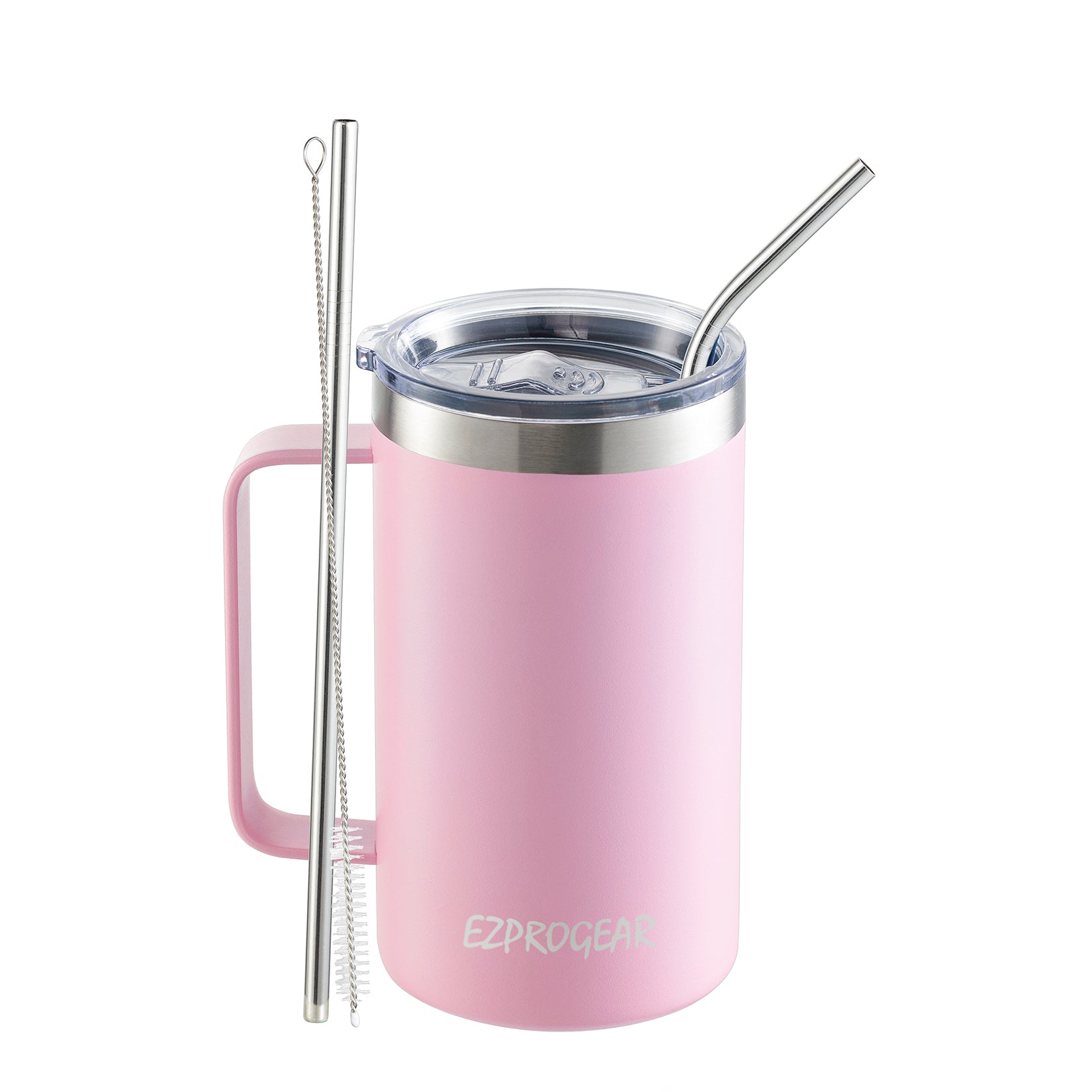 Ezprogear 24oz Insulated Stainless Steel Coffee Mug with Handle - Carnation Pink