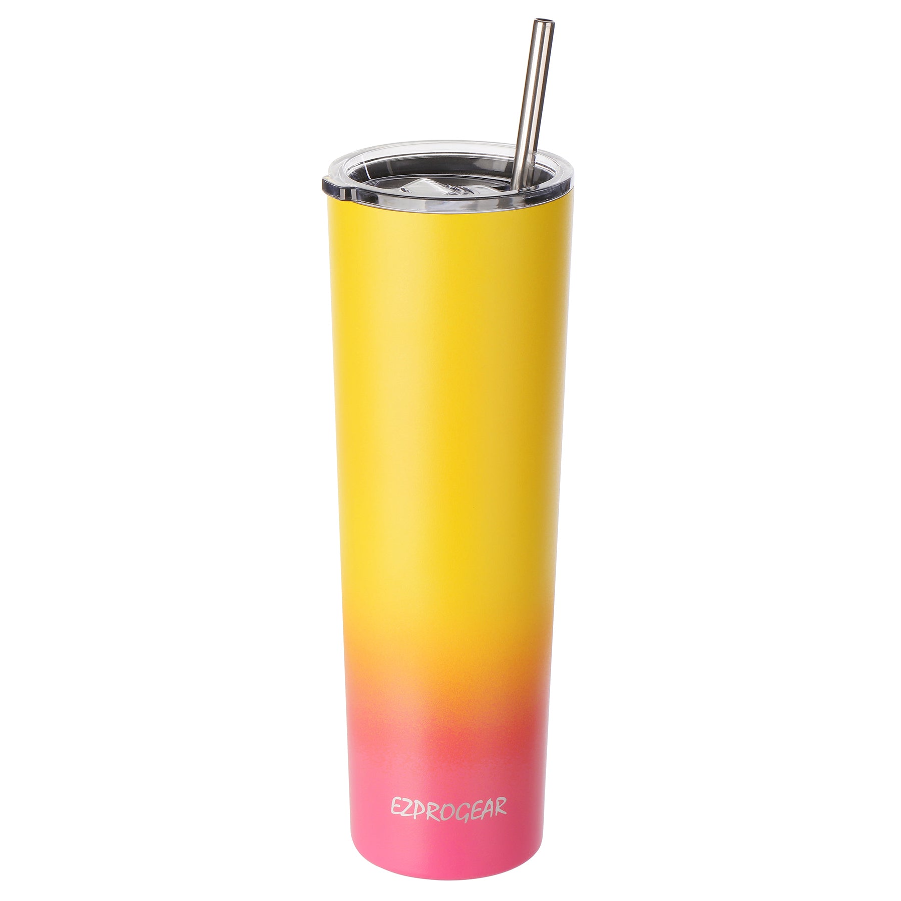 Ezprogear 34oz Slim Skinny tumbler - Vacuum Insulated Stainless Steel with Straw (Mango/Punch)