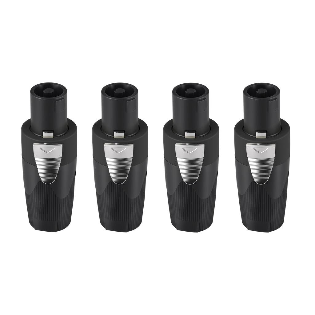 Rannsgeer 4-Pole Speakon Connector - NL4 Compatible, Screw Terminal No-Solder Design, Twist Lock Professional Audio Plug (4-Pack)