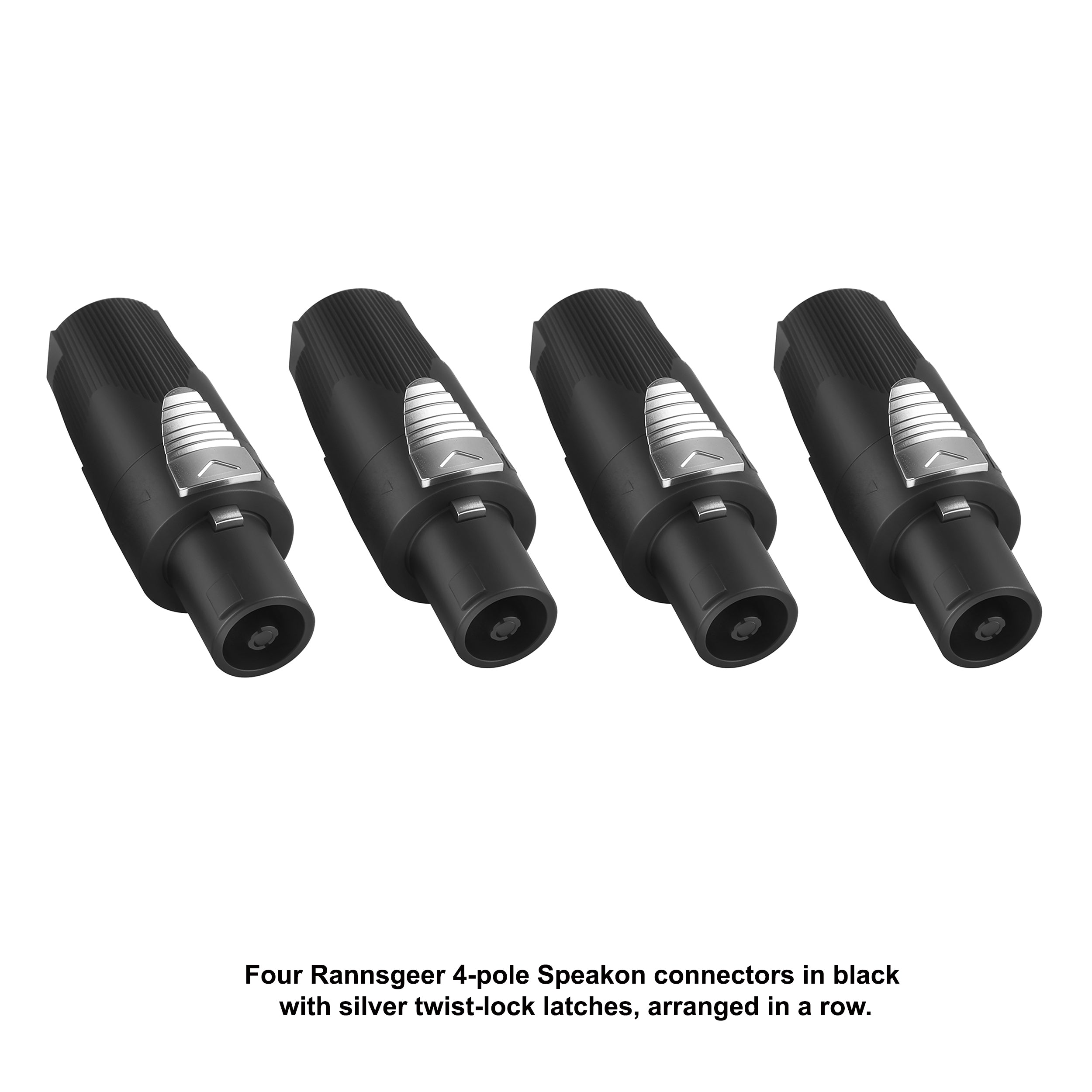 Rannsgeer 4-Pole Speakon Connector - NL4 Compatible, Screw Terminal No-Solder Design, Twist Lock Professional Audio Plug (4-Pack)