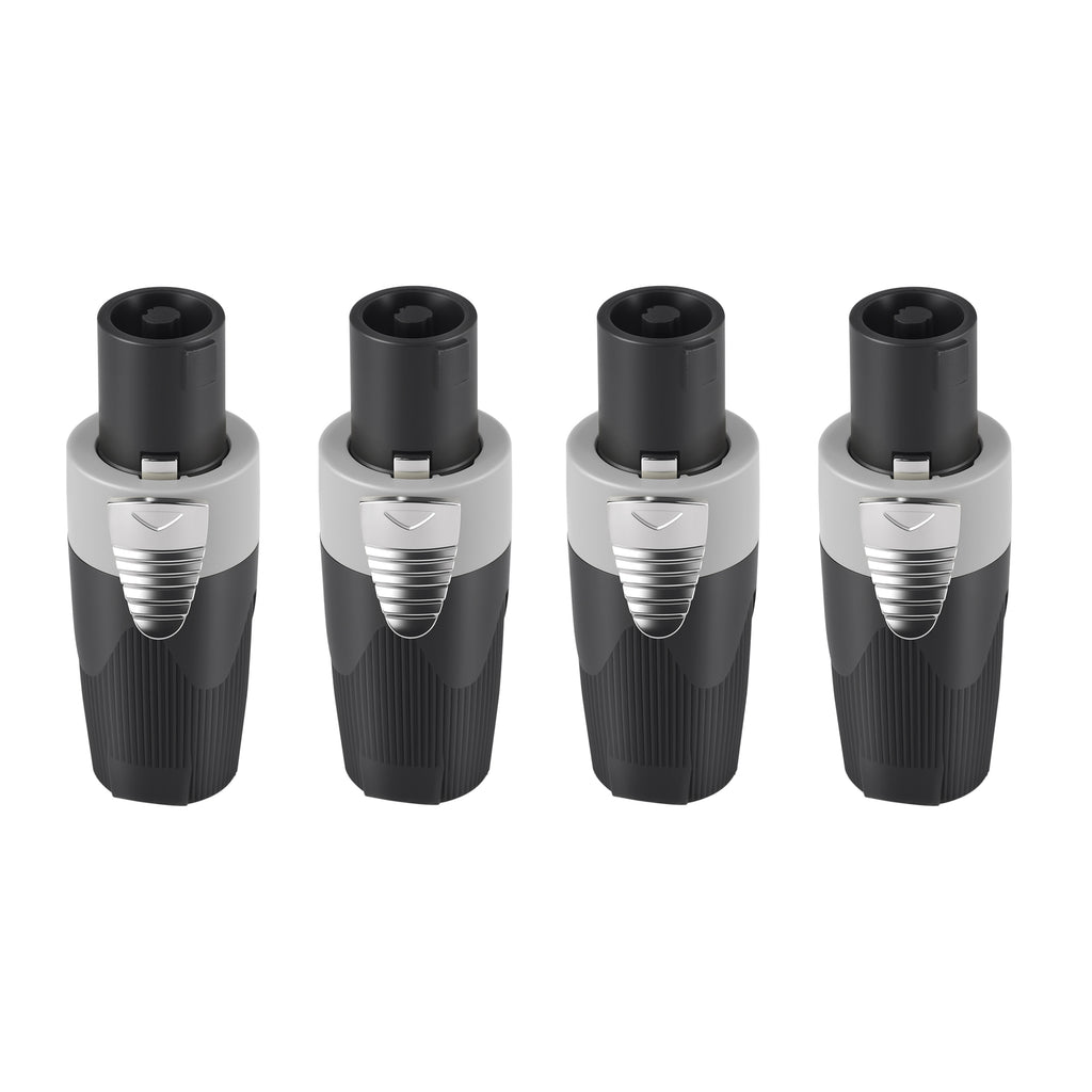 Rannsgeer 4-Pole Speakon Connector - NL4 Compatible, Screw Terminal No-Solder Design, Twist Lock Professional Audio Plug (4-Pack)