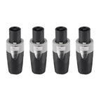 Rannsgeer 4-Pole Speakon Connector - NL4 Compatible, Screw Terminal No-Solder Design, Twist Lock Professional Audio Plug (4-Pack)