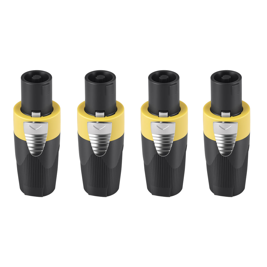 Rannsgeer 4-Pole Speakon Connector - NL4 Compatible, Screw Terminal No-Solder Design, Twist Lock Professional Audio Plug (4-Pack)