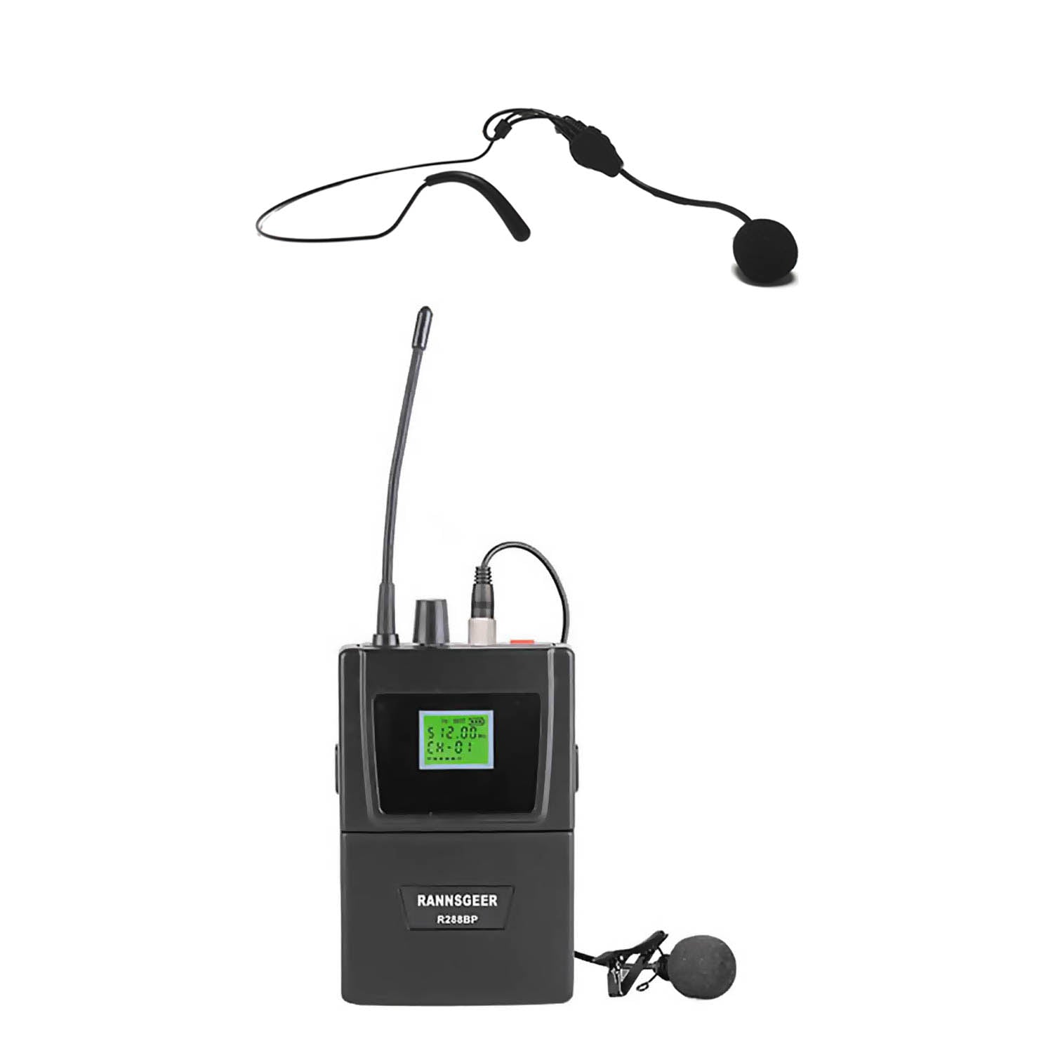Rannsgeer R288UHL 4-Channel UHF Wireless Microphone Combo Kit - 4 Headset & 4 Lapel Mics