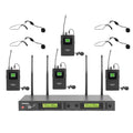 Rannsgeer R288UHL 4-Channel UHF Wireless Microphone Combo Kit - 4 Headset & 4 Lapel Mics