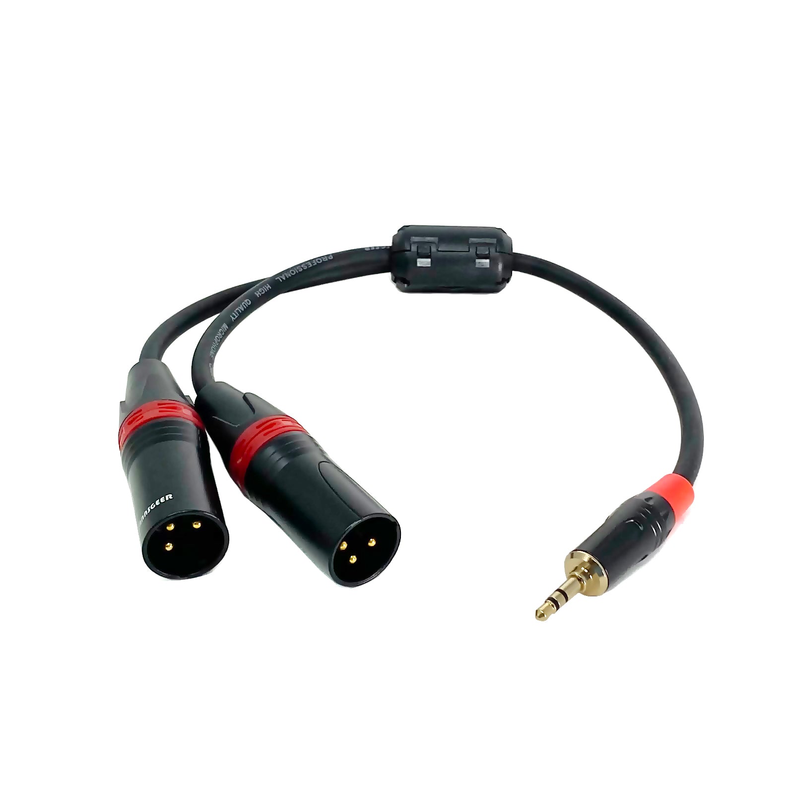 Rannsgeer 3.5mm TRS to Dual XLR Male Y Splitter Cable - 12 Inch Audio Adapter