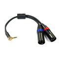 Rannsgeer Right Angle 3.5mm TRS to Dual XLR Male Cable (8")