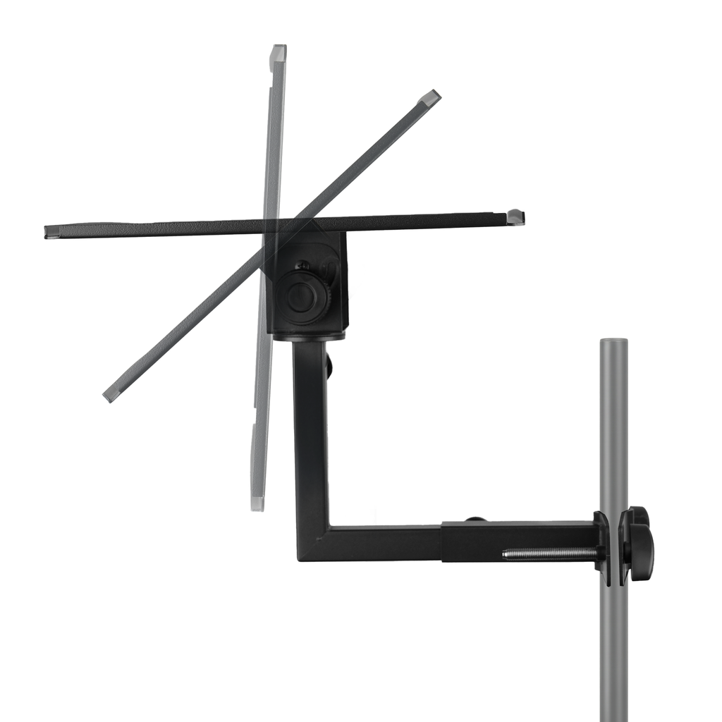 Rannsgeer Laptop Tray Mount for Speaker Stands & Treadmills | 360° Swivel & Tilt Clamp