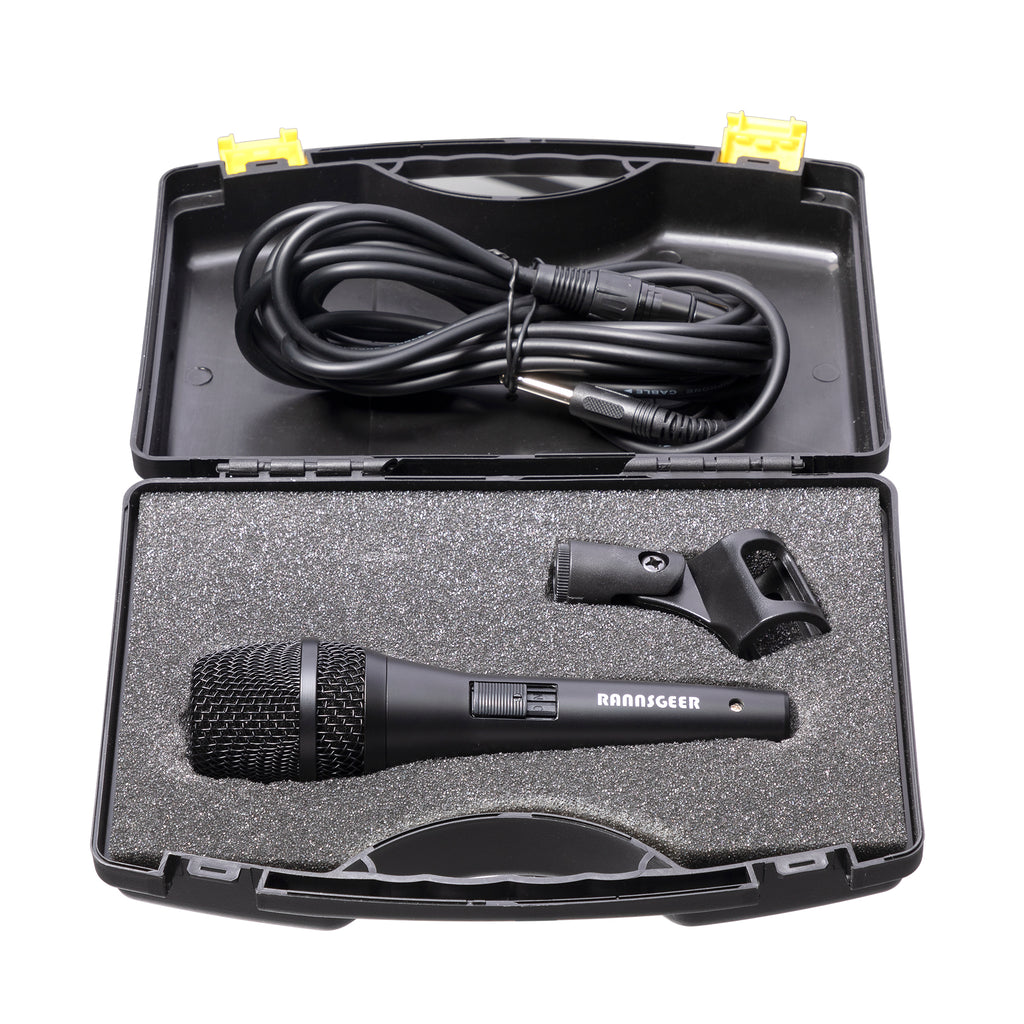 Rannsgeer RM82B Dynamic Vocal Microphone – Professional Handheld Karaoke Mic with 10ft Cable and Hard Carrying Case