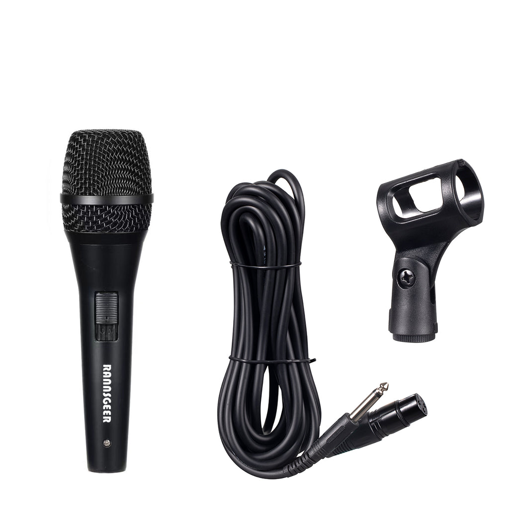 Rannsgeer RM82B Dynamic Vocal Microphone – Professional Handheld Karaoke Mic with 10ft Cable and Hard Carrying Case