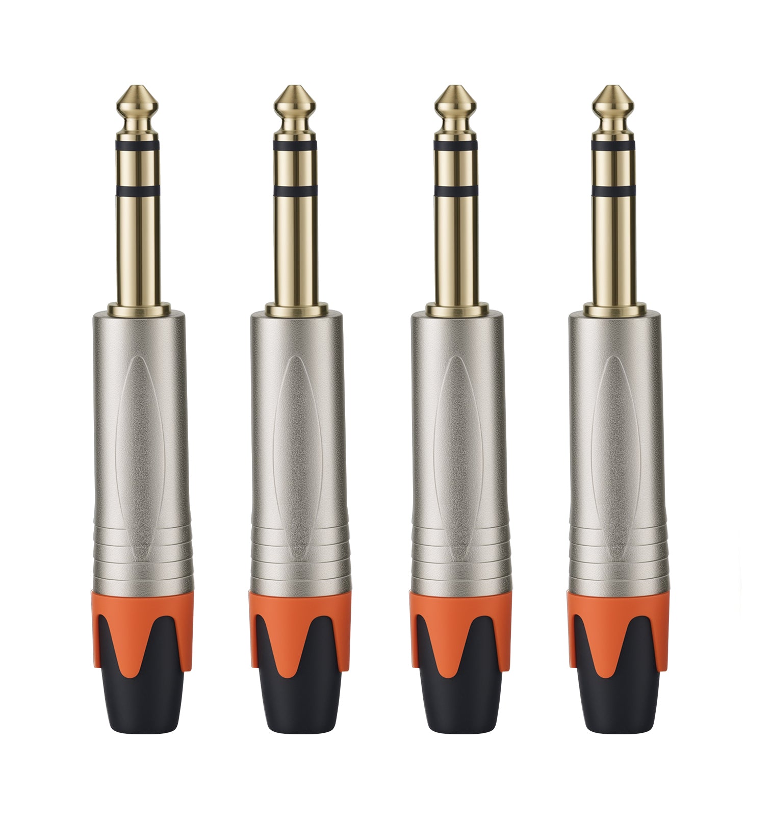Rannsgeer 1/4" TRS Connector (4-Pack) - 6.35mm Heavy Duty Metal Solder-Type Audio Plug (Multi-Color)