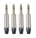 Rannsgeer 1/4" TRS Connector (4-Pack) - 6.35mm Heavy Duty Metal Solder-Type Audio Plug (Multi-Color)