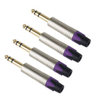 Rannsgeer 1/4" TRS Connector (4-Pack) - 6.35mm Heavy Duty Metal Solder-Type Audio Plug (Multi-Color)